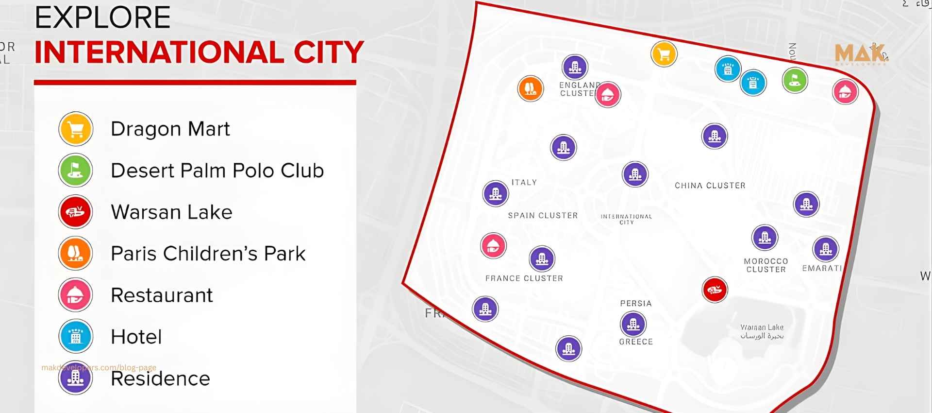 International city Dubai map